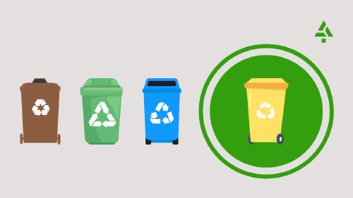 3 pasos reciclar envases carton bebidas manera eficaz Contenedor rojo, verde, azul y amarillo sobre fondo circular verde