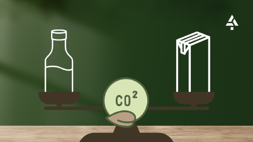 cosas nunca dije cartones bebidas tienen misma huella carbono envases vidrio reutilizables Ilustración con balanza que equipara a los envases de vidrio con los de cartón para bebidas en cuanto a huella de carbono